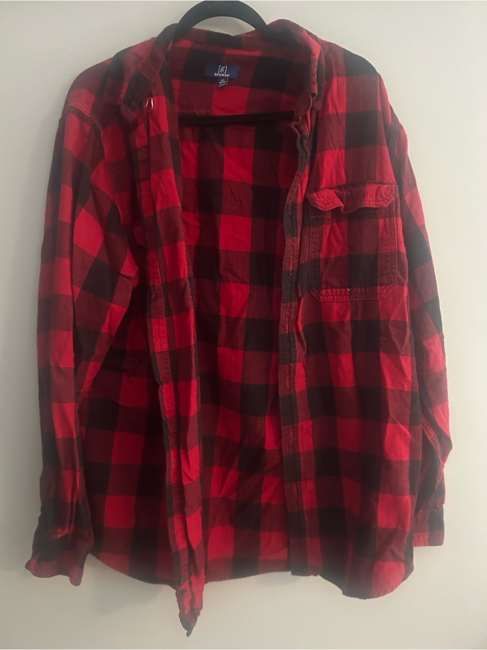 George Red and Black Buffalo Plaid Shirt Jacket